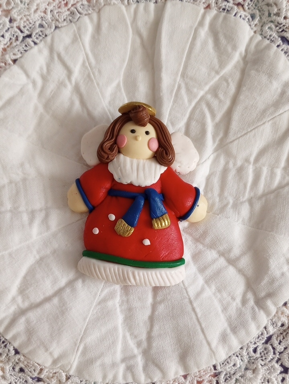Red Angel Brooch with Blue Scarf - Women Jewelry Brooches